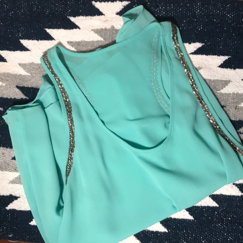 Turquoise beaded tank